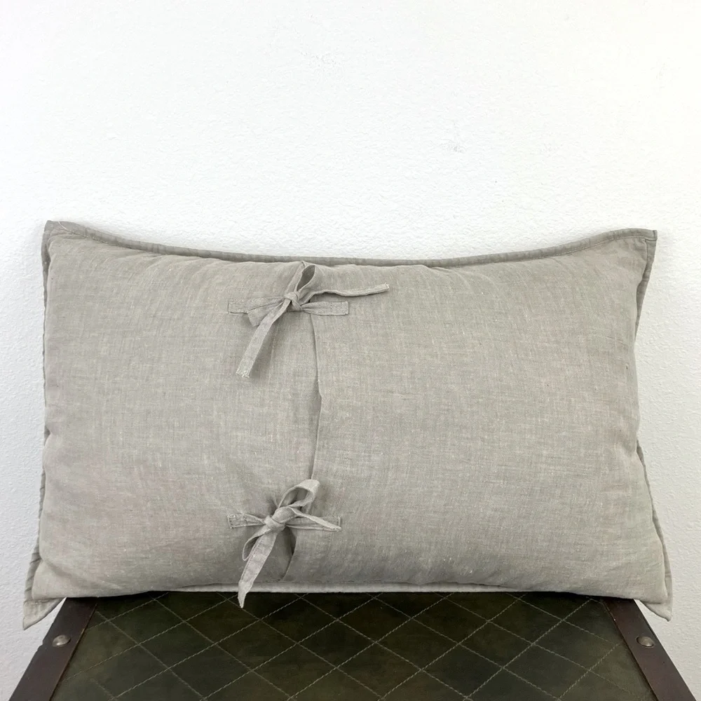 RH Stonewashed Belgian Linen Diamond Stitch Lumbar Sham